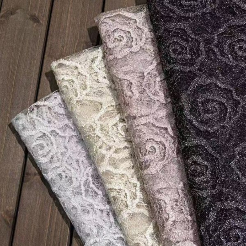 Sewing Fabric - Embroidered Tulle Lace Trim Fabric Round