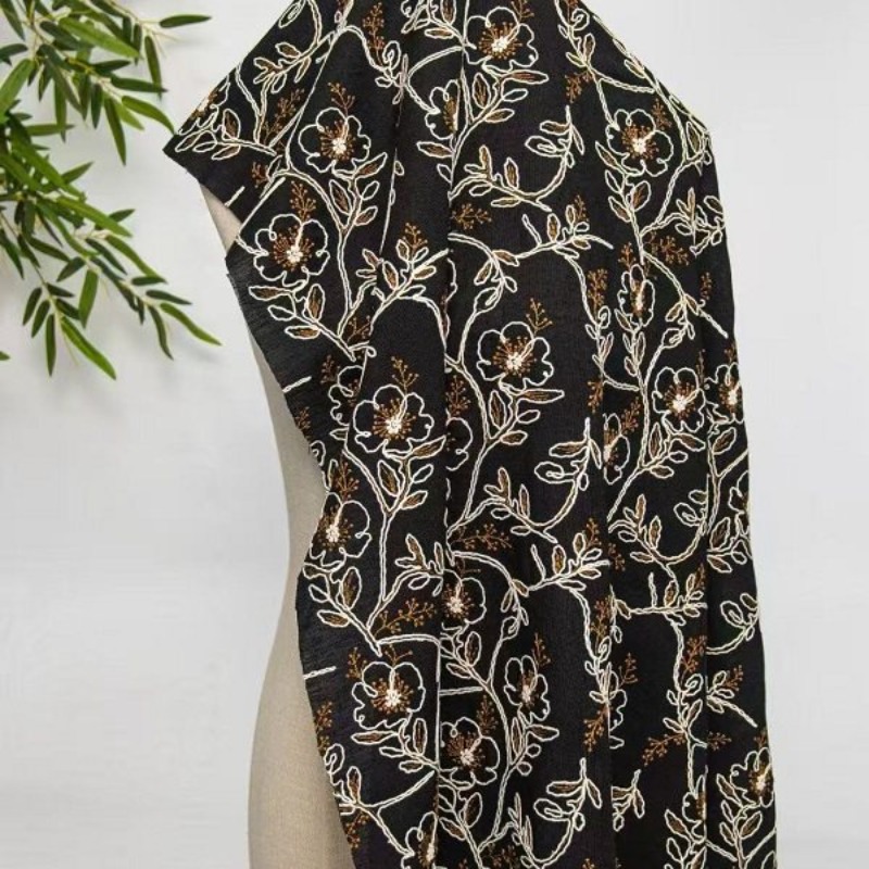 Embroidered Tulle Lace Trim Fa - Sewing Fabric 评论和价格