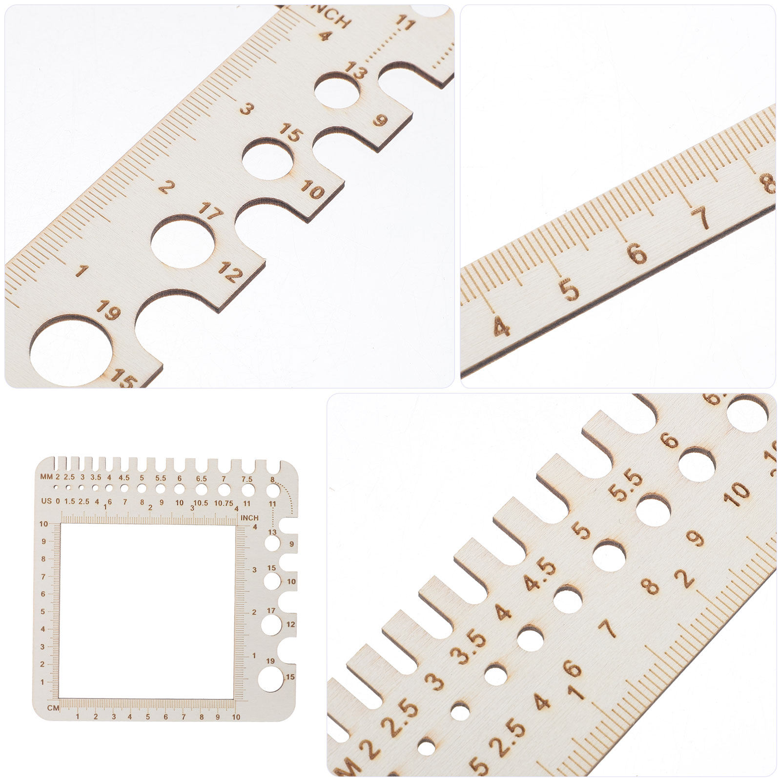 2Pcs Wooden Knitting Gauge Rul - Sewing Gauge Ruler 评论和价格