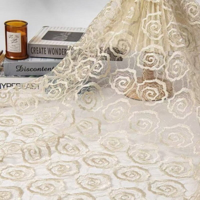 Embroidered Tulle Lace Trim Fa - Sewing Fabric 评论和价格