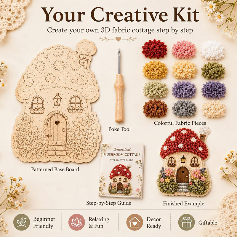 3D Mushroom House Poke Art DIY - Sewing Art 评论和价格