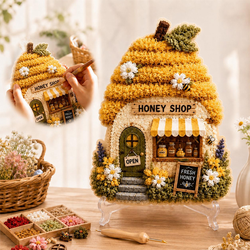 3D Mushroom House Poke Art DIY - Sewing Art 评论和价格