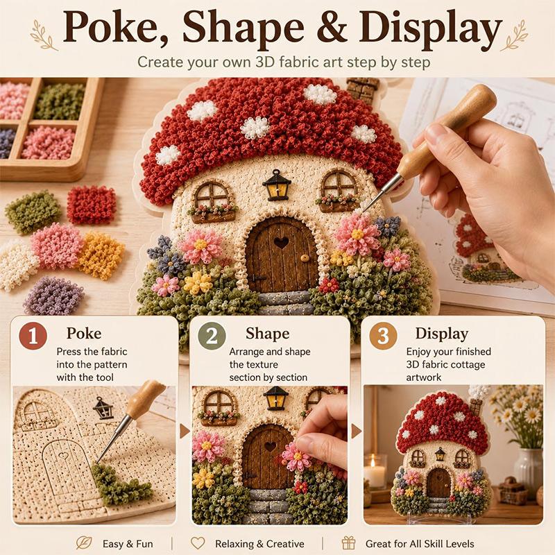 3D Mushroom House Poke Art DIY - Sewing Art 评论和价格