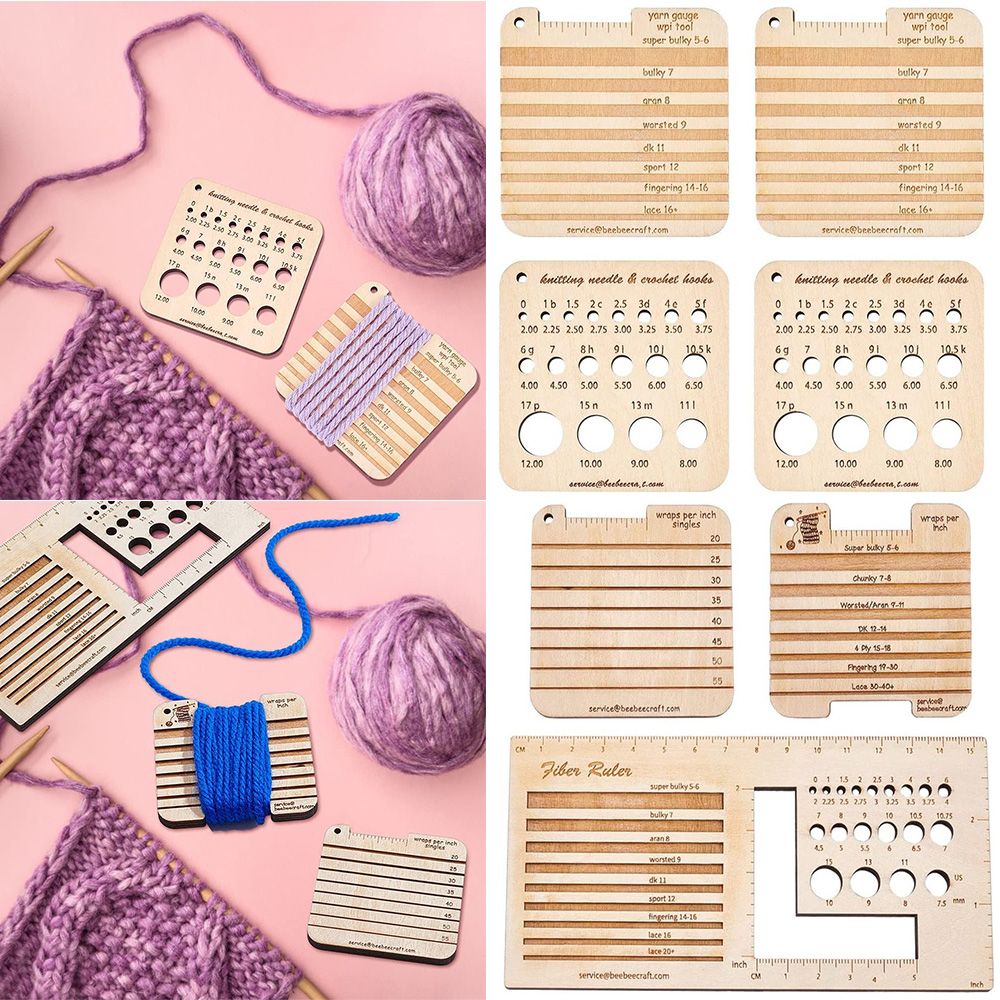 3/4pcs Wood Knitting Needle Ga - Sewing Gauge Ruler 评论和价格