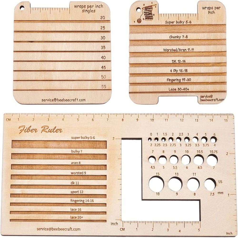 3/4pcs Wood Knitting Needle Ga - Sewing Gauge Ruler 评论和价格